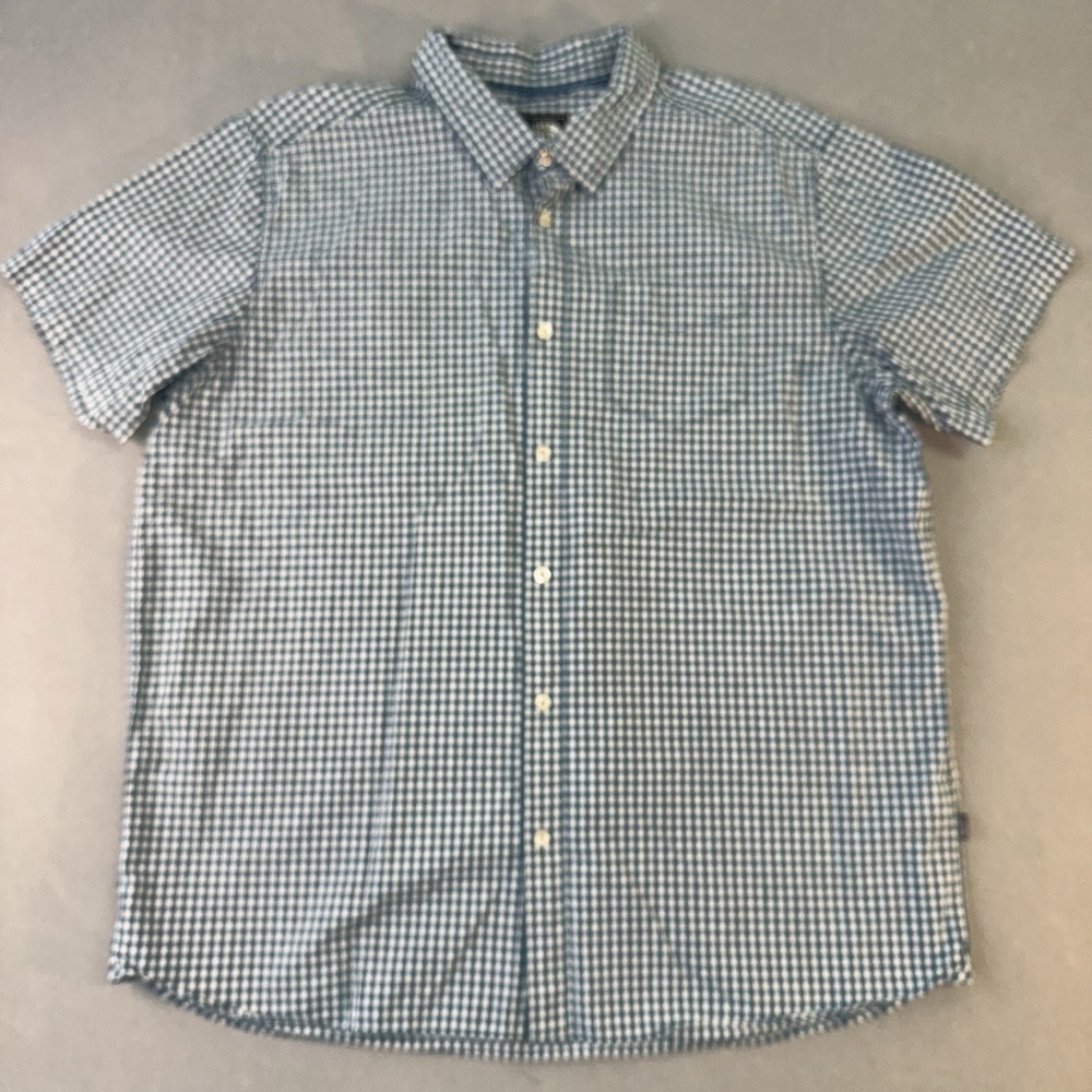 Men's The North Face Plaid Short Sleeve Button Up Shirt White/Green Size XXL